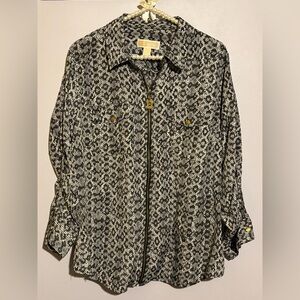 Michael Kors Monochrome Textured Blouse XL